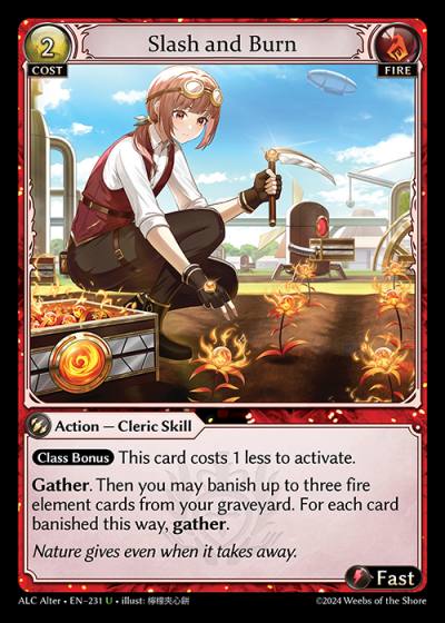 Slash and Burn ALC Alter-EN-231-Normal-Uncommon (U) - Alchemical Revolution Alter Edition - Grand Archive Card