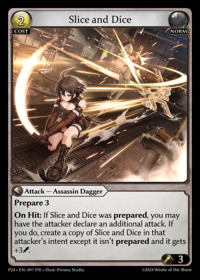 Slice and Dice P24-EN-097-Foil-Promotional Rare (PR) - Promotional 2024 - Grand Archive Card