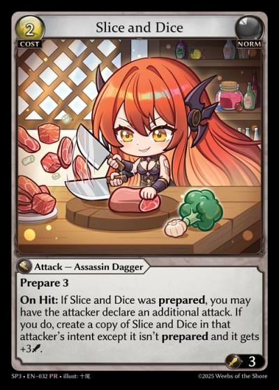 Slice and Dice SP3-EN-032-Normal-Promotional Rare (PR) - Supporter Pack 3 - Grand Archive Card