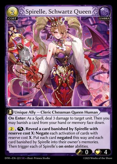 Spirelle, Schwartz Queen DTR-EN-221-Foil-Super Rare (SR) - Distorted Reflections - Grand Archive Card