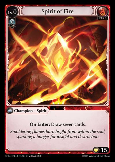 Spirit of Fire DEMO23-EN-001-Normal-Common (C) - LGS Demo 2023 - Grand Archive Card