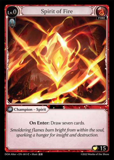 Spirit of Fire DOA Alter-EN-001-Normal-Common (C) - Dawn of Ashes Alter Edition - Grand Archive Card
