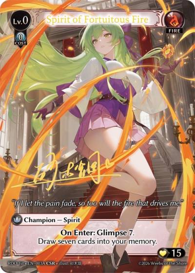 Spirit of Fortuitous Fire RDO 1st-EN-003A-Foil-Common (C) - Radiant Origins First Edition - Grand Archive Card