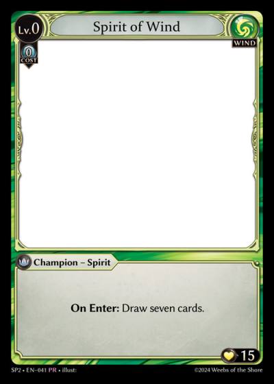 Spirit of Wind SP2-EN-041-Normal-Promotional Rare (PR) - Supporter Pack 2 - Grand Archive Card
