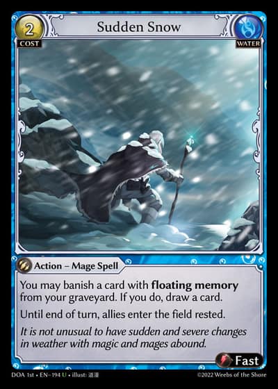 Sudden Snow DOA 1st-EN-194-Foil-Uncommon (U) - Dawn of Ashes First Edition - Grand Archive Card