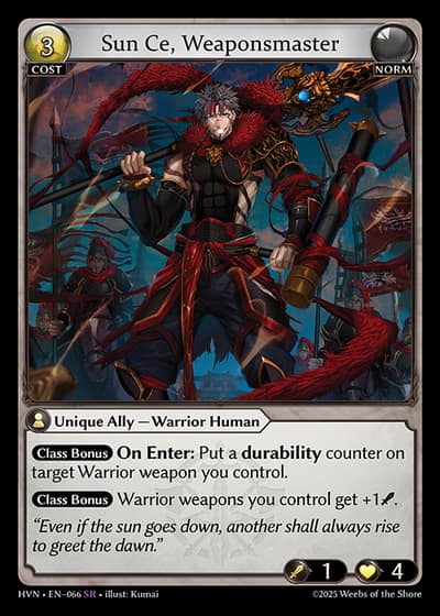 Sun Ce, Weaponsmaster HVN-EN-066-Foil-Super Rare (SR) - Abyssal Heaven - Grand Archive Card