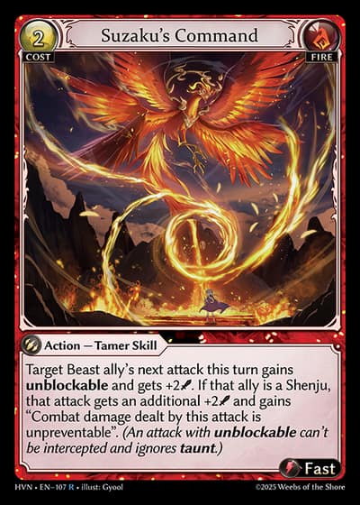 Suzaku's Command HVN-EN-107-Foil-Rare (R) - Abyssal Heaven - Grand Archive Card