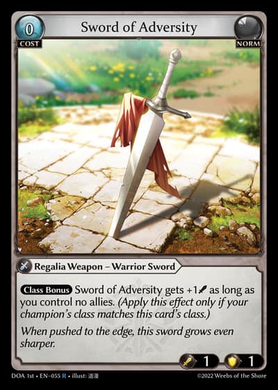 Sword of Adversity DOA 1st-EN-055-Foil-Rare (R) - Dawn of Ashes First Edition - Grand Archive Card