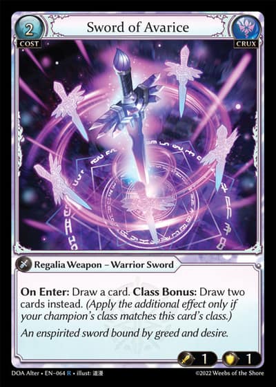 Sword of Avarice DOA Alter-EN-064-Foil-Rare (R) - Dawn of Ashes Alter Edition - Grand Archive Card