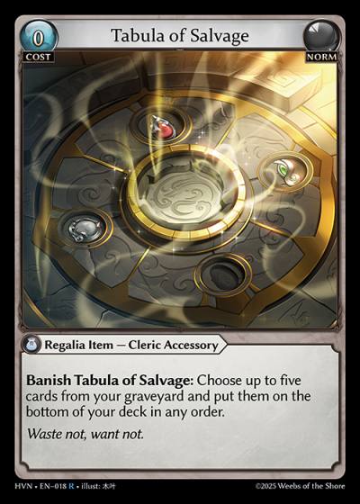 Tabula of Salvage HVN-EN-018-Normal-Rare (R) - Abyssal Heaven - Grand Archive Card