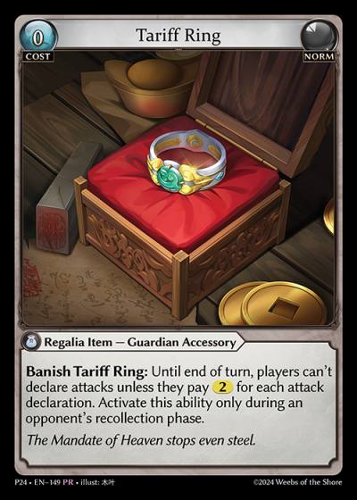 Tariff Ring P24-EN-149-Foil-Promotional Rare (PR) - Promotional 2024 - Grand Archive Card