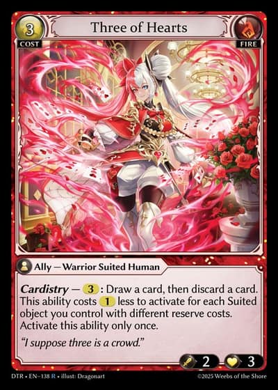 Three of Hearts DTR-EN-138-Foil-Rare (R) - Distorted Reflections - Grand Archive Card