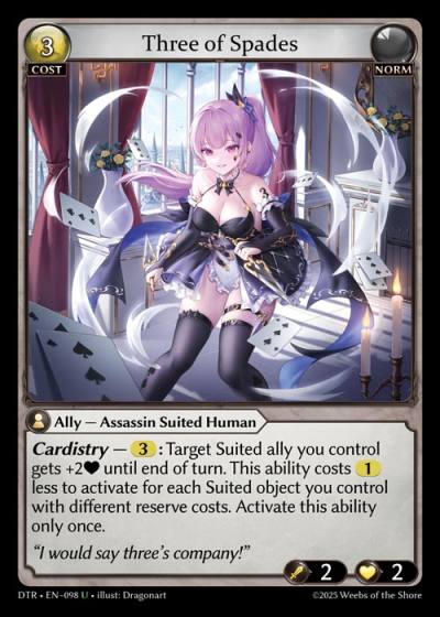 Three of Spades DTR-EN-098-Normal-Uncommon (U) - Distorted Reflections - Grand Archive Card
