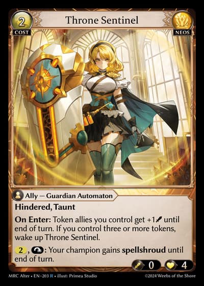 Throne Sentinel MRC Alter-EN-203-Foil-Rare (R) - Mercurial Heart Alter Edition - Grand Archive Card