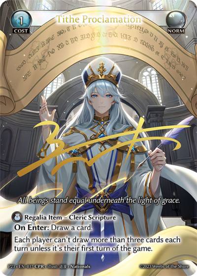 Tithe Proclamation P23-EN-017-Normal-Collector Promo Rare (CPR) - Promotional 2023 - Grand Archive Card