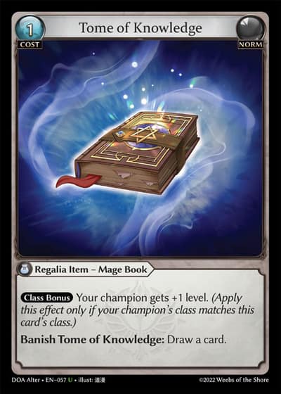 Tome of Knowledge DOA Alter-EN-057-Foil-Uncommon (U) - Dawn of Ashes Alter Edition - Grand Archive Card