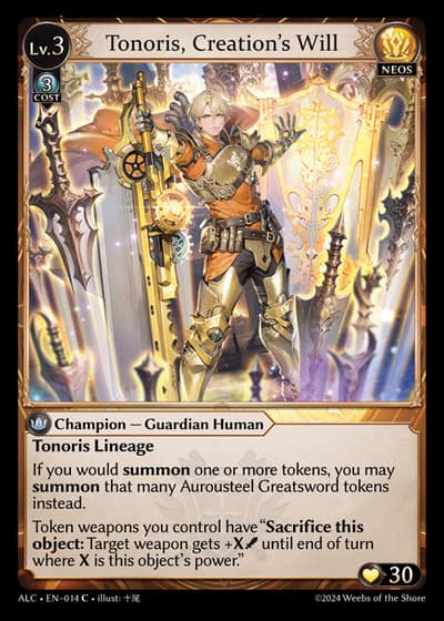 Tonoris, Creation's Will ALC-EN-014-Foil-Common (C) - Alchemical Revolution - Grand Archive Card