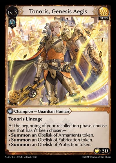 Tonoris, Genesis Aegis ALC-EN-015-Foil-Common (C) - Alchemical Revolution - Grand Archive Card