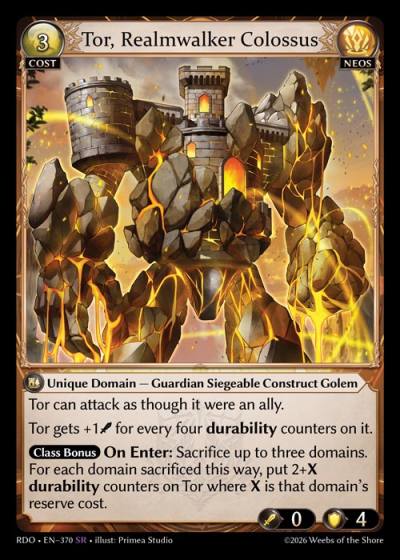Tor, Realmwalker Colossus RDO-EN-370-Foil-Super Rare (SR) - Radiant Origins - Grand Archive Card