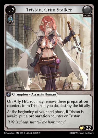 Tristan, Grim Stalker 019 Dawn of Ashes Alter Edition Grand Archive card