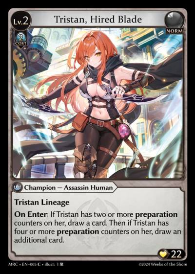 Tristan, Hired Blade MRC-EN-005-Foil-Common (C) - Mercurial Heart - Grand Archive Card