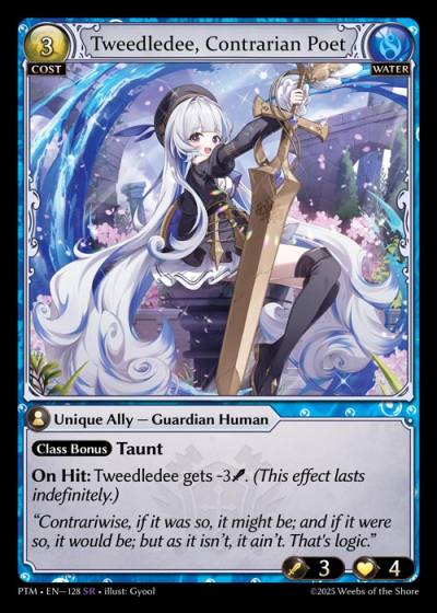 Tweedledee, Contrarian Poet PTM-EN-128-Foil-Super Rare (SR) - Phantom Monarchs - Grand Archive Card