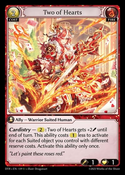 Two of Hearts DTR-EN-139-Foil-Uncommon (U) - Distorted Reflections - Grand Archive Card