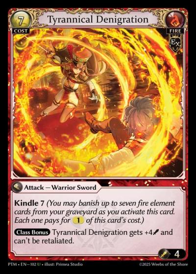 Tyrannical Denigration PTM-EN-102-Foil-Uncommon (U) - Phantom Monarchs - Grand Archive Card