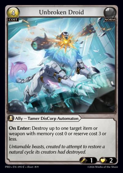 Unbroken Droid PRD-EN-095-Foil-Common (C) - .asphodel/paradise - Grand Archive Card