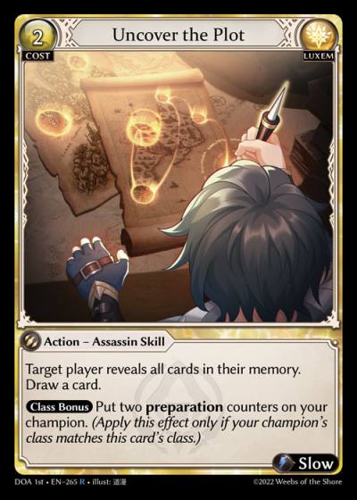 Uncover the Plot DOA 1st-EN-265-Normal-Rare (R) - Dawn of Ashes First Edition - Grand Archive Card