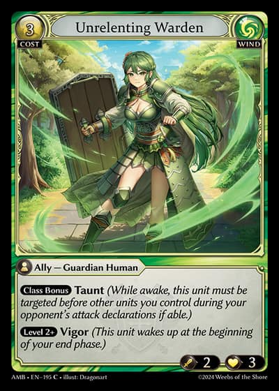 Unrelenting Warden AMB-EN-195-Foil-Common (C) - Mortal Ambition - Grand Archive Card