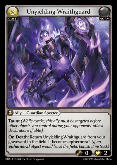 Unyielding Wraithguard DTR-EN-104-Foil-Common (C) - Distorted Reflections - Grand Archive Card
