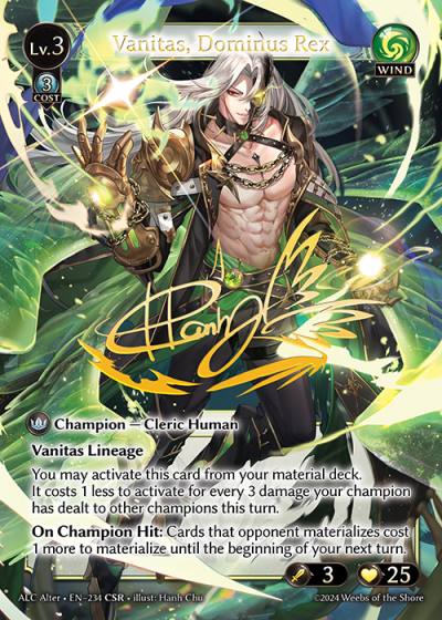 Vanitas, Dominus Rex ALC Alter-EN-234-Foil-Collector Super Rare (CSR) - Alchemical Revolution Alter Edition - Grand Archive Card