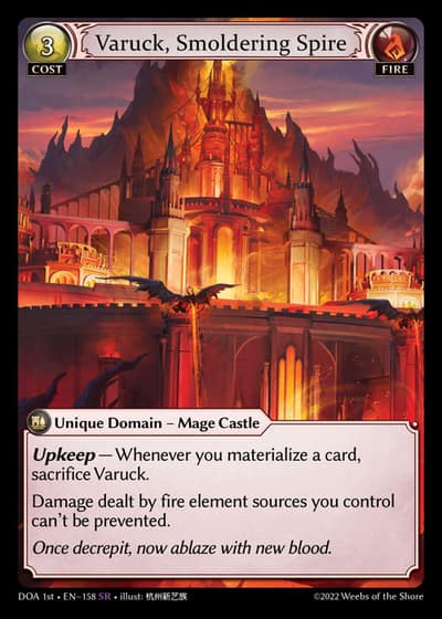 Varuck, Smoldering Spire DOA 1st-EN-158-Foil-Super Rare (SR) - Dawn of Ashes First Edition - Grand Archive Card