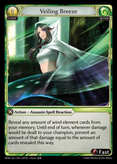 Veiling Breeze DOA 1st-EN-229-Normal-Common (C) - Dawn of Ashes First Edition - Grand Archive Card