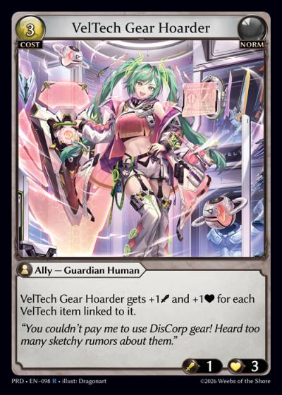 VelTech Gear Hoarder PRD-EN-098-Foil-Rare (R) - .asphodel/paradise - Grand Archive Card