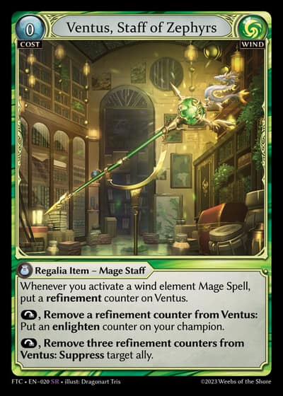 Ventus, Staff of Zephyrs FTC-EN-020-Foil-Super Rare (SR) - Fractured Crown - Grand Archive Card