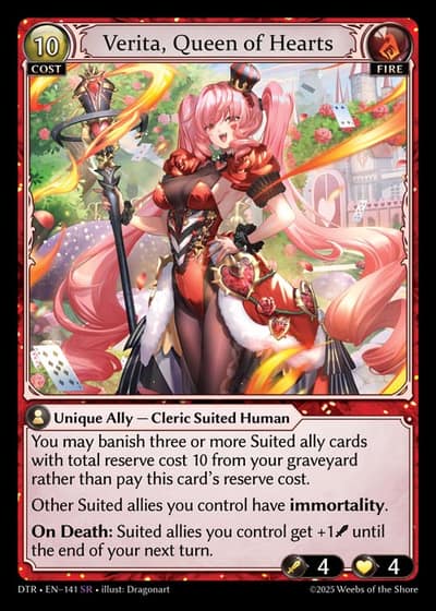 Verita, Queen of Hearts DTR-EN-141-Foil-Super Rare (SR) - Distorted Reflections - Grand Archive Card