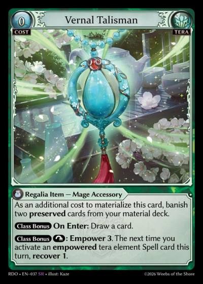Vernal Talisman RDO-EN-037-Foil-Super Rare (SR) - Radiant Origins - Grand Archive Card
