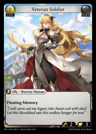 Veteran Soldier SP1-EN-018-Normal-Uncommon (U) - Supporter Pack 1 - Grand Archive Card
