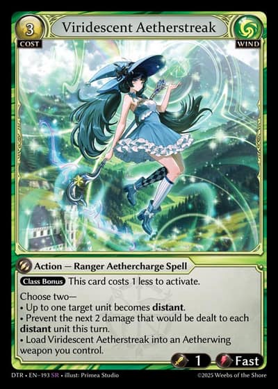 Viridescent Aetherstreak DTR-EN-193-Foil-Super Rare (SR) - Distorted Reflections - Grand Archive Card