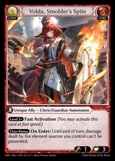 Volda, Smolder's Spite MRC Alter-EN-211-Foil-Super Rare (SR) - Mercurial Heart Alter Edition - Grand Archive Card