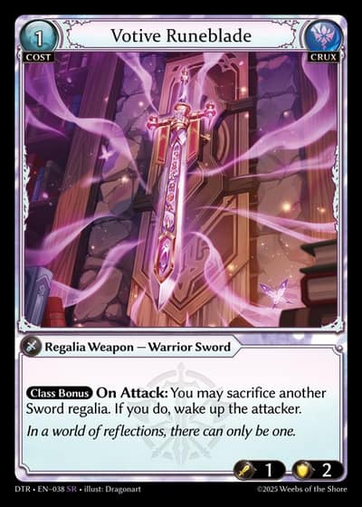 Votive Runeblade DTR-EN-038-Foil-Super Rare (SR) - Distorted Reflections - Grand Archive Card