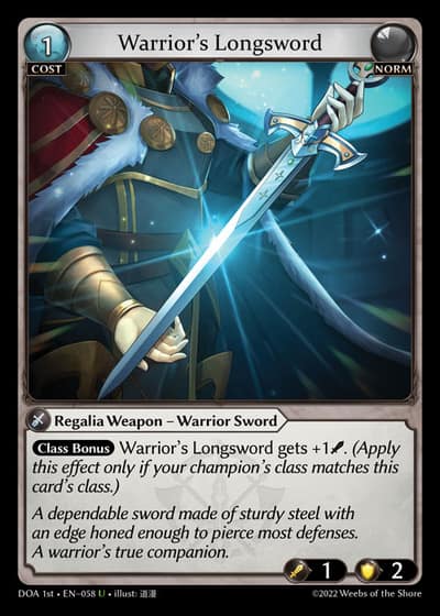 Warrior's Longsword DOA 1st-EN-058-Foil-Uncommon (U) - Dawn of Ashes First Edition - Grand Archive Card