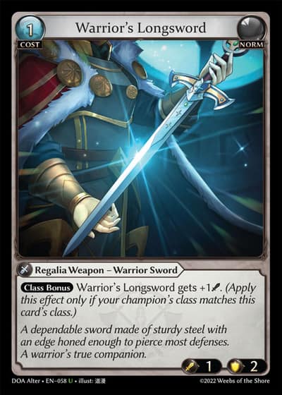 Warrior's Longsword DOA Alter-EN-058-Foil-Uncommon (U) - Dawn of Ashes Alter Edition - Grand Archive Card