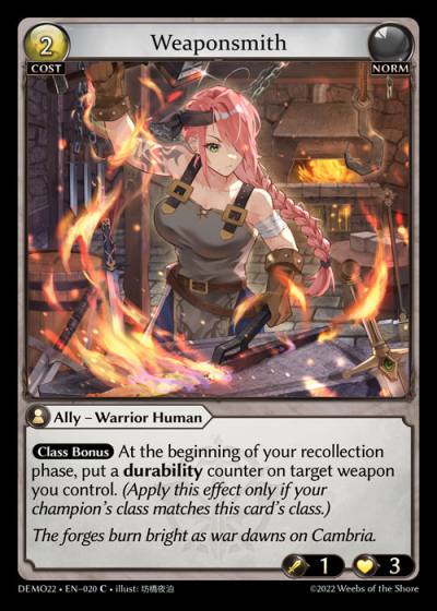Weaponsmith DEMO22-EN-020-Normal-Common (C) - LGS Demo 2022 - Grand Archive Card