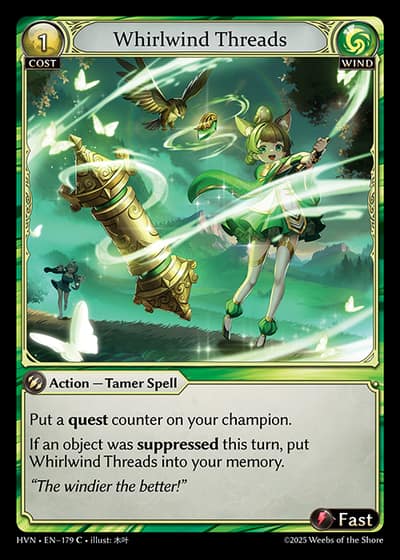 Whirlwind Threads HVN-EN-179-Foil-Common (C) - Abyssal Heaven - Grand Archive Card