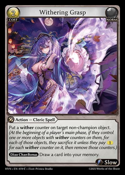 Withering Grasp HVN-EN-070-Foil-Common (C) - Abyssal Heaven - Grand Archive Card