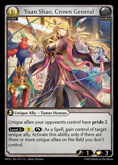 Yuan Shao, Crown General HVN-EN-071-Foil-Super Rare (SR) - Abyssal Heaven - Grand Archive Card
