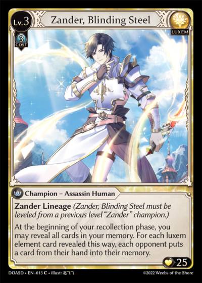 Zander, Blinding Steel DOASD-EN-013-Normal-Common (C) - Dawn of Ashes Starter Decks - Grand Archive Card